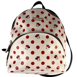 Kate Spade Disney Parks Minnie Mouse Polka Dot Medium Backpack White Red Black